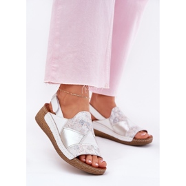 Női bőr szandál ékkel maciejka zsinór l7067-11 fehér