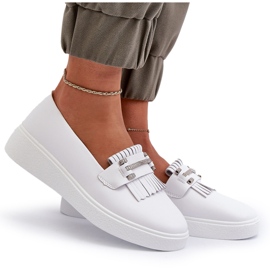 S.Barski Könnyű bőr női cipők a Białe S. Barski LR590 platformon fehér S.Barski Könnyű bőr női cipők a Białe S. Barski LR590 platformon fehér