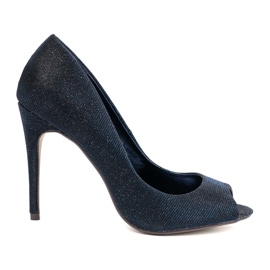 Seastar Navy brokát szivattyúk csupasz ujjakkal kék