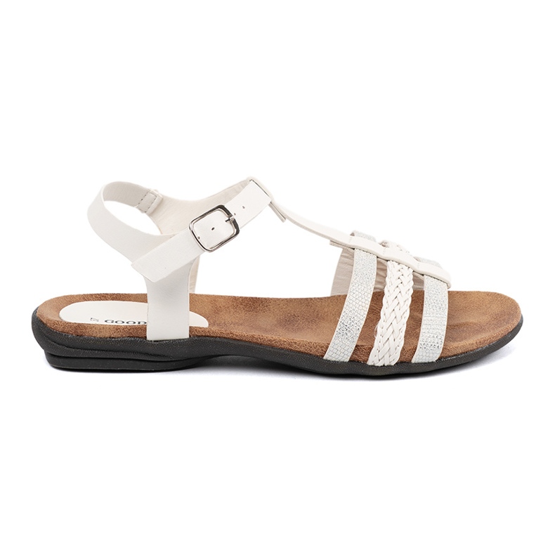 Goodin Fehér női szandál díszített csíkokkal