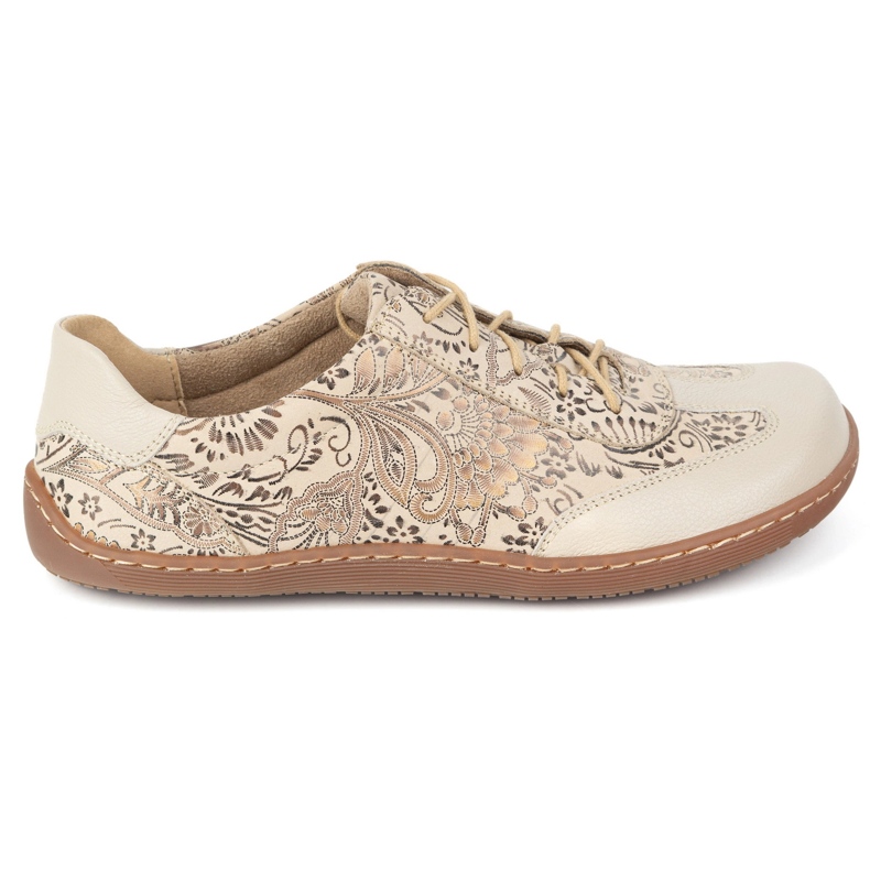 Olivier Mezítláb bőr cipő thalia minimalista cipő nyomtatás bézs