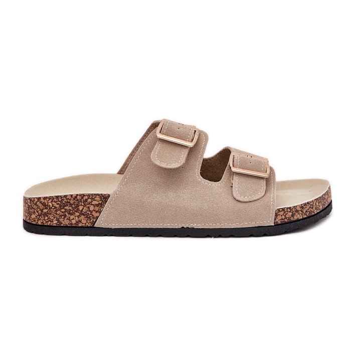 Boto Női papucs arany bilincsekkel és bézs luner varrással Boto Női papucs arany bilincsekkel és bézs luner varrással