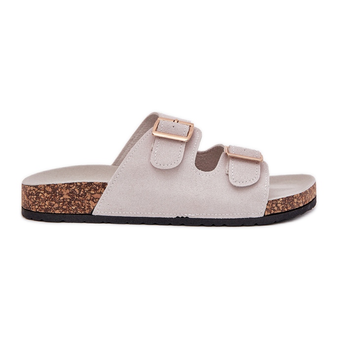 Boto Női papucs arany bilincsekkel és szürke Luner varrással