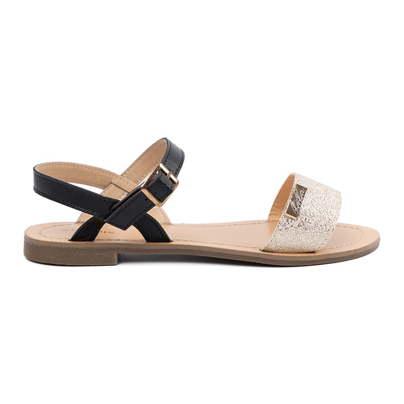 Goodin Fekete arany női lapos szandál aranysárga