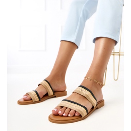 Fekete női papucs fonott Rios csíkokkal