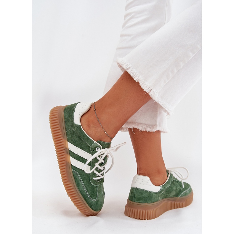 Boto Női velúr cipők a zöld venera platformon