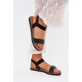 Boto Női szandál zsinórral a díszített platformon, a fekete velara Boto Női szandál zsinórral a díszített platformon, a fekete velara