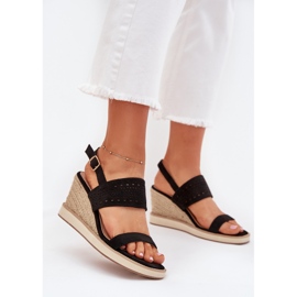 Boto Női szabadmunka szandál ékhez fekete zolira zsinórral