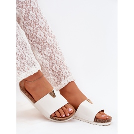 Boto Női papucs flopok egy parafa platformon, dekoratív fehér vesszira részletekkel