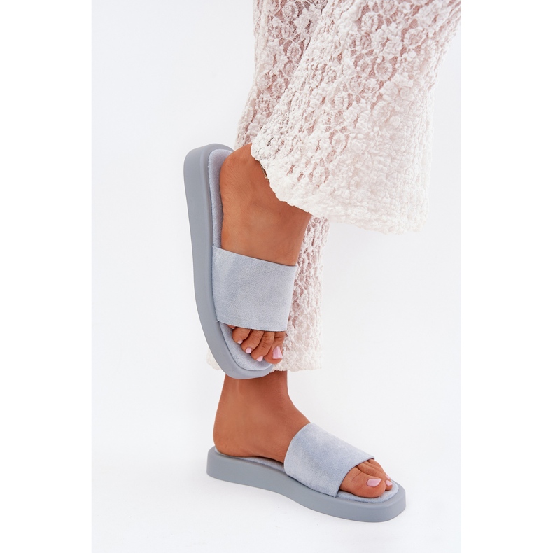 Boto Női papucs a platformon Eco Suede világoskék Jorina -val