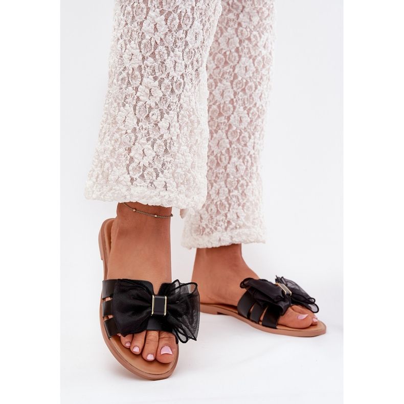 Boto Lapos, fákos női papucs tüll íj fekete taniával Boto Lapos, fákos női papucs tüll íj fekete taniával