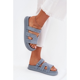 Boto A női papucs dekorációval a Blue Delyna platformon kék Boto A női papucs dekorációval a Blue Delyna platformon kék