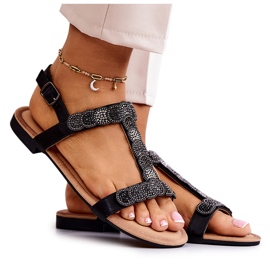 S.Barski Női szandál fekete strasszokkal
