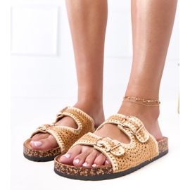 Barna horgolt szárnyak a Lavreta parafa talpon