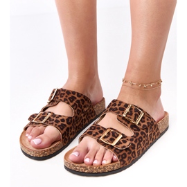 Leopárd flip -flops a flotta parafa talpán sokszínű