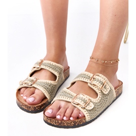 Zöld horgolt papucs a Lavreta parafa talpon