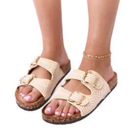 Bézs horgolt szárnyak a Lavreta parafa talpon