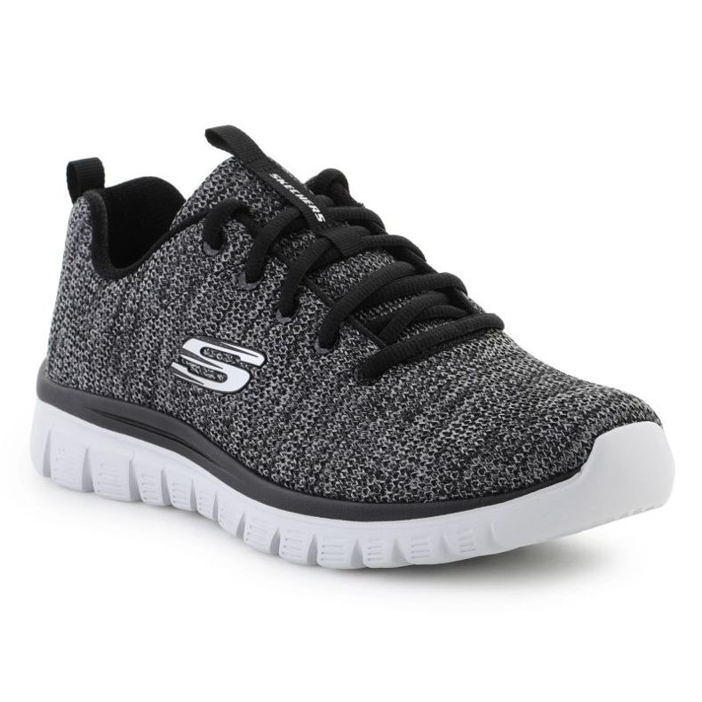 Skechers cipő kecses csavart szerencse m 12614-bkw fekete