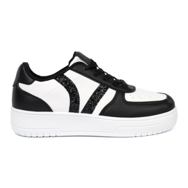 Shelvt Stílusos fekete -fehér cipők csillogó betétekkel