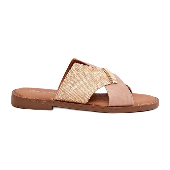 Női lapos sarkú cipő dekoratív VinceZa 17385 bézs