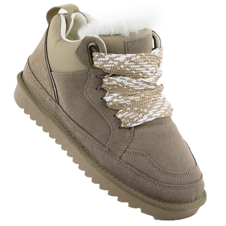 Vinceza Női bőrcsizma szigetelt cipők szőrme bézs vince 97963