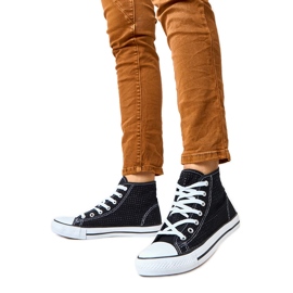 Fekete nyitott cipők magas Taris cipők Fekete nyitott cipők magas Taris cipők