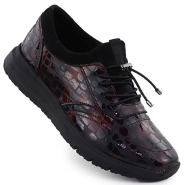 Női bőrcipő behelyezett lakkozott burgundia filippo dp7117 piros