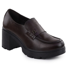 Női mokaszinok cipő a blokkon barna potocki sz12700 Női mokaszinok cipő a blokkon barna potocki sz12700