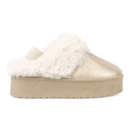 Shelvt Arany cipő és hócsizma fehér szőrmel aranysárga