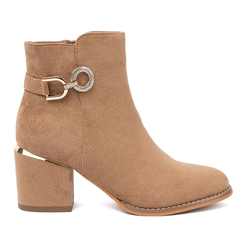 Shelvt Stílusos csizma világosbarna árnyalatban, arany részletekkel