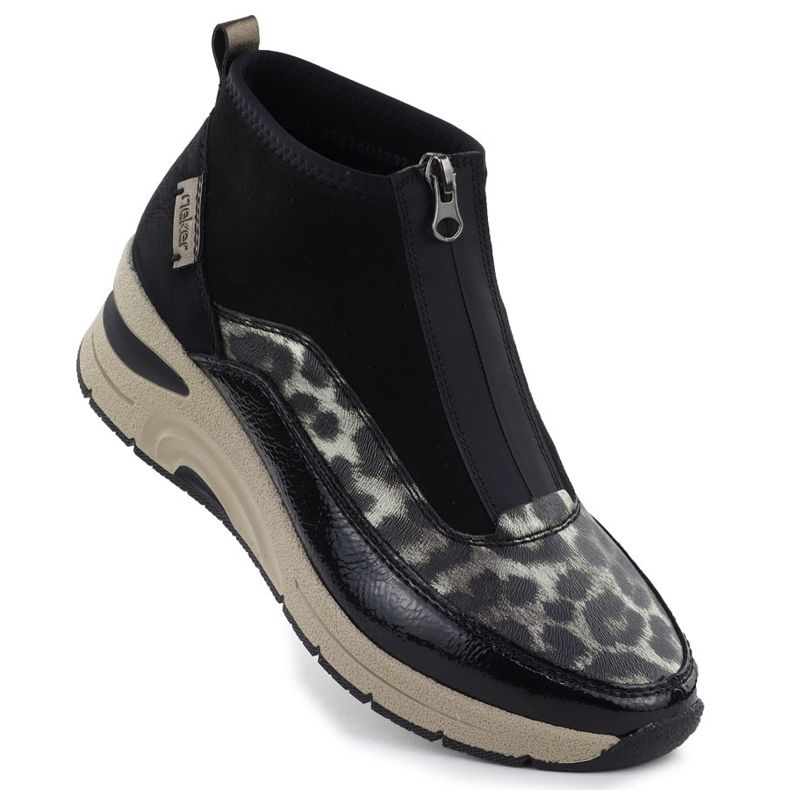 Női csizma ékeken fekete rieker n9362-00