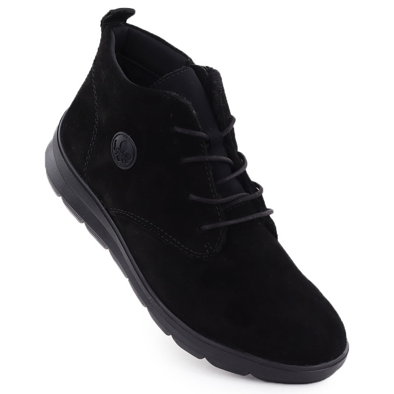 Női bőr bőr csizma fekete rieker Z0022-00