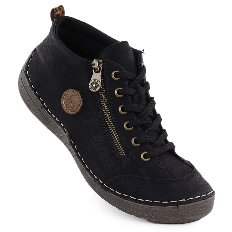 Női kényelmes fekete csizma fekete rieker 52514-00