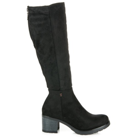 Vinceza Velúr magas sarkú csizma fekete