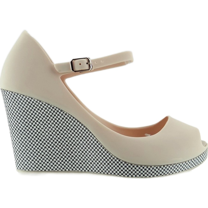 Szandál Meliski Koturn Kockás S11 rózsaszín sokszínű