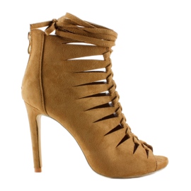 Nyitott orrú rugós csizma velúr 4018 sötétbézs barna