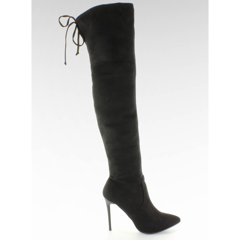 SY-10 Fekete kötött combmagas csizma