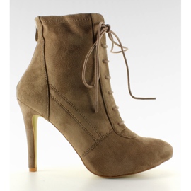 Csipkés magas sarkú cipő H254 Khaki