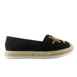 Vászon espadrillák CV-353 fekete szegecsekkel Vászon espadrillák CV-353 fekete szegecsekkel