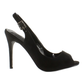 Pumpák nyitott lábujjakon Lt73P Fekete sarok