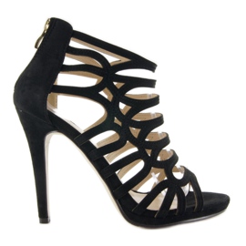 Szandálcsizma magas sarkú SY19 fekete Szandálcsizma magas sarkú SY19 fekete