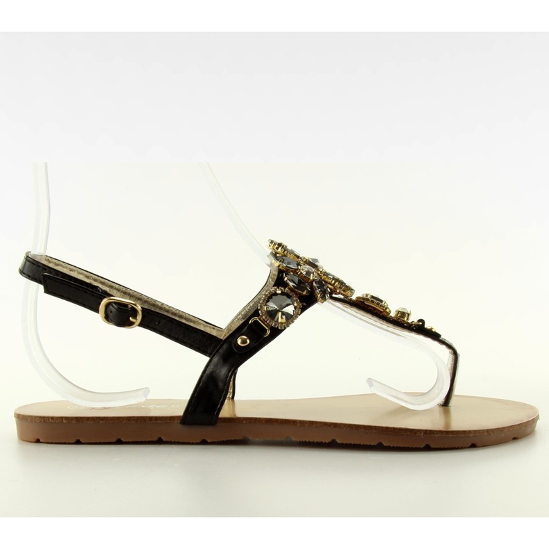 Szandál gyönyörű kövekkel JH41 fekete