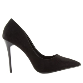 Sima velúr LE07 fekete sarkú cipő