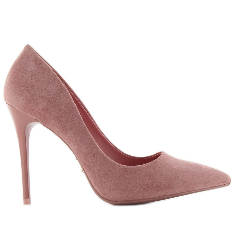 Sima velúr LE07 rózsaszín sarkú cipő