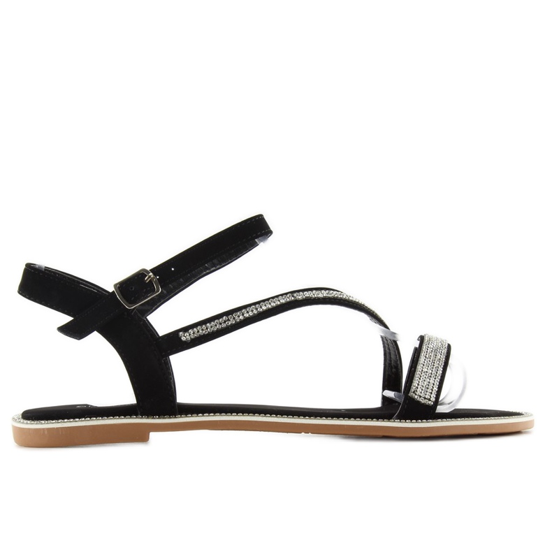 Bársony szandál cirkóniákkal S78 fekete