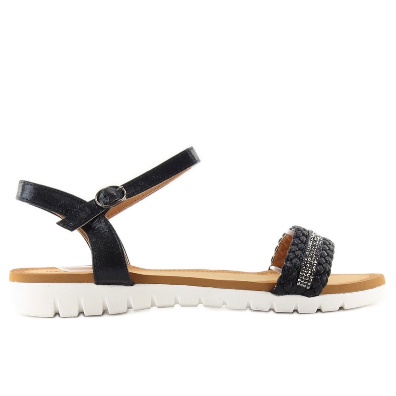 Fémes fényű fekete szandál