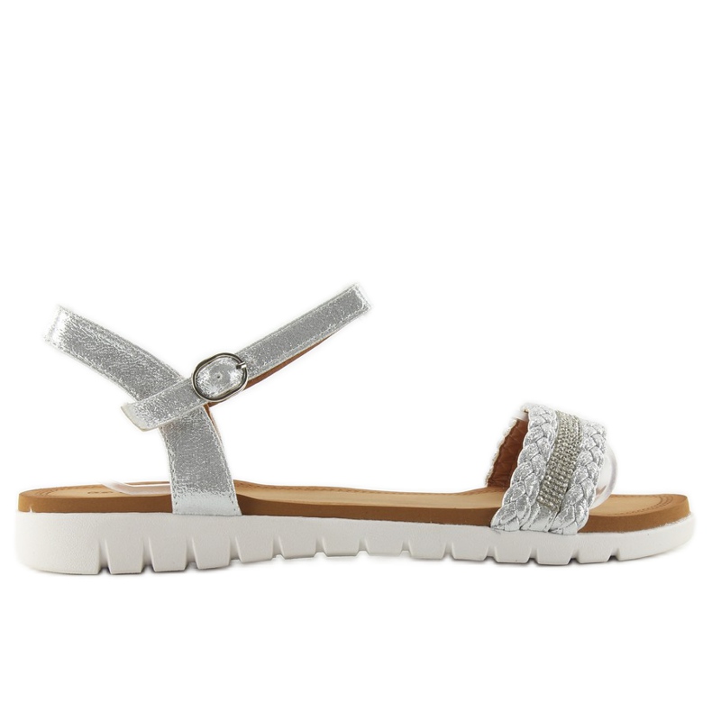 Fémes ezüst szandál szürke