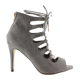 Fűzős szandál magas sarkú Qq01P szürke Fűzős szandál magas sarkú Qq01P szürke