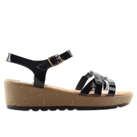 Szandál parafa éksarkú 9051 fekete