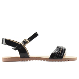 Szandál fényes csíkokkal H8-72 fekete Szandál fényes csíkokkal H8-72 fekete